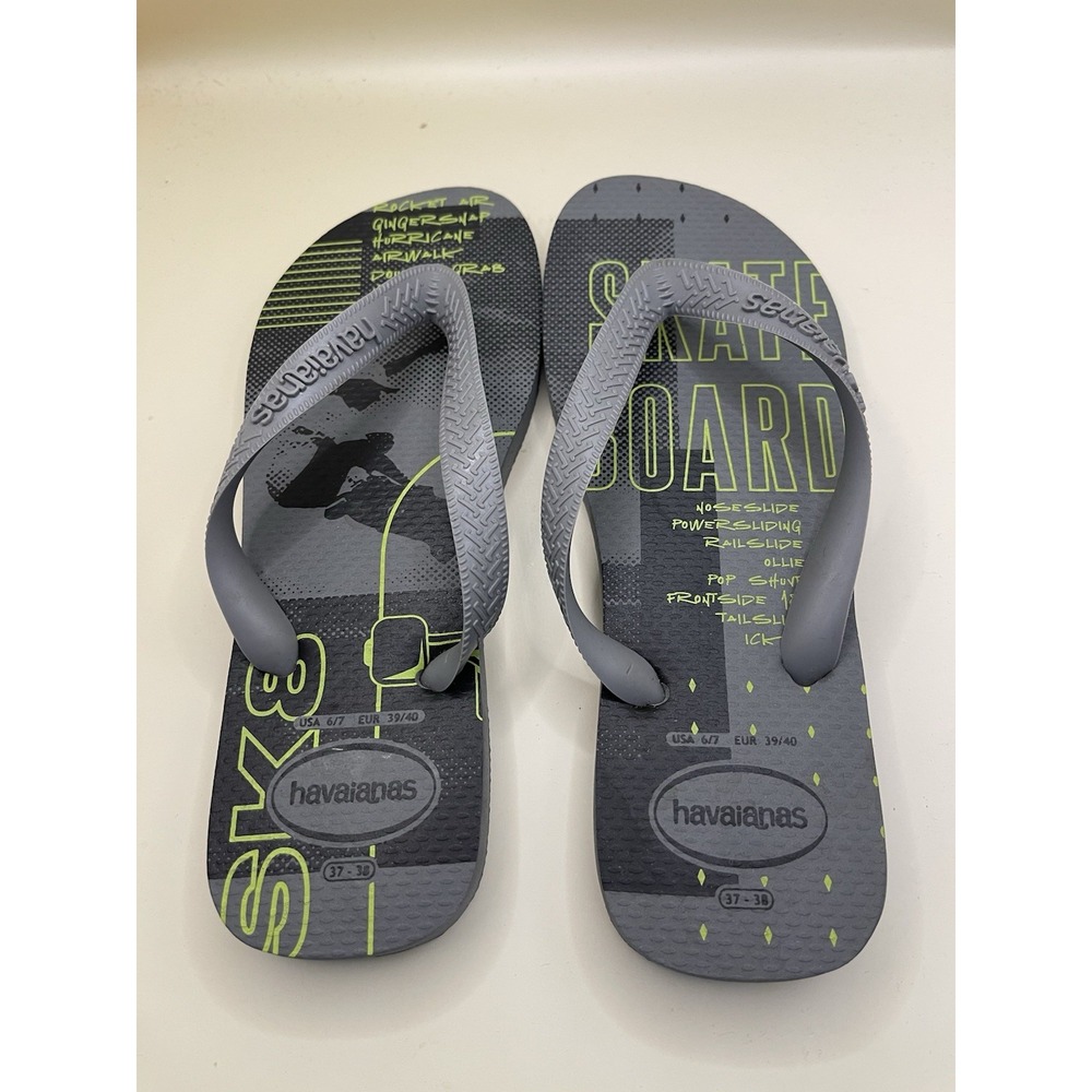 Havaianas Men's Flip Flop Sandals Skater Size 6 Men's Gray Pre-owned Excellent